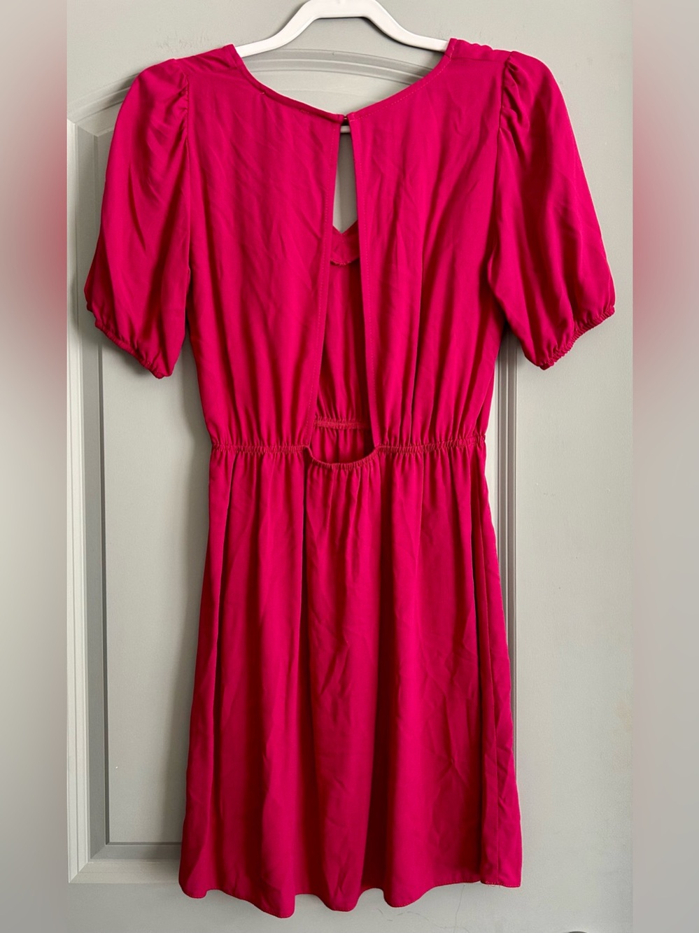 NWT Etam Lela Fuchsia Pink V-Neck Mini Dress | Open Back | Size Medium - Picture 6 of 6